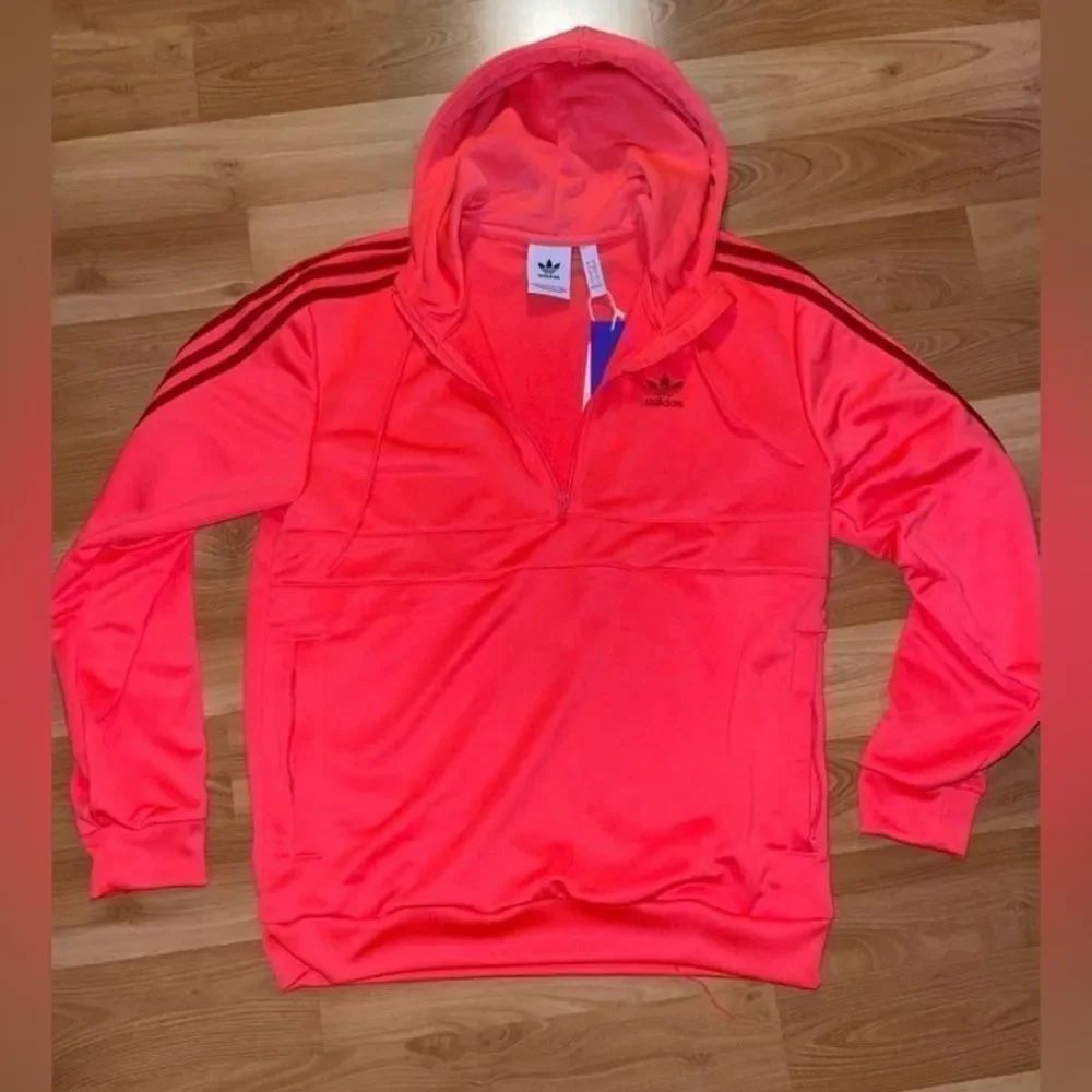 ADIDAS Coral Pink Womens Half Zip Hoodie ADIDAS Coral Pink Womens Half Z…